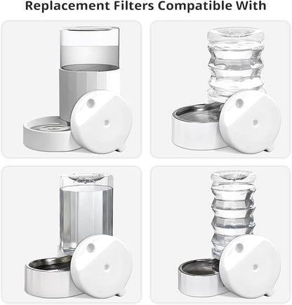 Gravity Pet Water Fountain Filters, Automatic Pet Waterer Replacement Filters for 3.6L/4.6L/6L/8L Dog Water Dispenser(4 Filters with 1Brush)