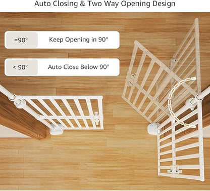 unipaws 86" High Extra Tall Cat Gate, Auto Closing and No Drilling Safety Gate for Doorway Hallway Stairs, Cat Dog Proof, Fit for 35"-51" Wide Opening, Indoor Use, White
