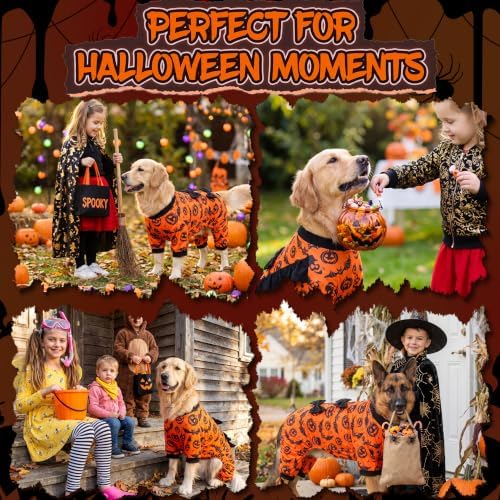 Dog Halloween Pajamas for Medium Large Breeds, Pumpkin Ghost Dog Onesies, Halloween Pet Outfit Clothes, Soft 4-Way Stretch Doggie Pjs Costumes for Halloween Party Photos - Image 3
