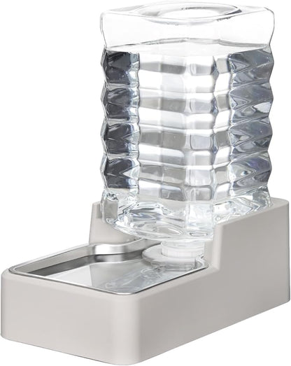 RIZZARI Stainless Steel Pet Water Feeder: 8L Gravity Waterer, Leak-Proof No-Spill Auto Refill - Keeps Floors Dry - Anti-Tip Base - Easy Clean - with Filter - for 25-35 LB Dogs - Home/Office