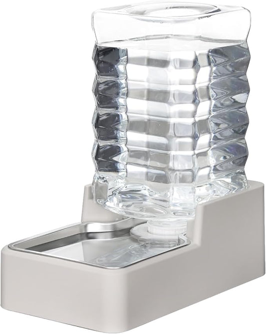 RIZZARI Stainless Steel Pet Water Feeder: 8L Gravity Waterer, Leak-Proof No-Spill Auto Refill - Keeps Floors Dry - Anti-Tip Base - Easy Clean - with Filter - for 25-35 LB Dogs - Home/Office