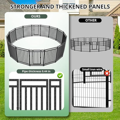 Dog Playpen Dog Fence Outdoor for Yard 47" H with 16 Panels Sturdy Portable Puppy Playpen for Indoor Outdoor RV Camping Use - Black Silver