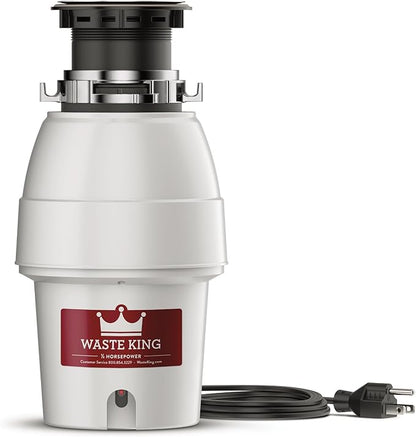 Waste King Legend Series Continuous Feed Garbage Disposal for Kitchen Sink with Power Cord, L-2600