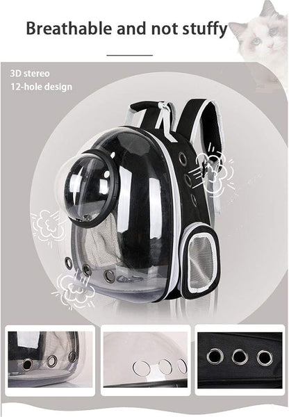 Pet Space Capsule Backpack, Small Medium Cat Puppy Dog Carrier, Transparent Breathable Heat Proof, Pet Carrier for Travel Hiking Walking Camping, Pink