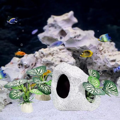 Fish Aquarium Decorations Cave Hide with Viewing Window for Betta Fish Tank Decor