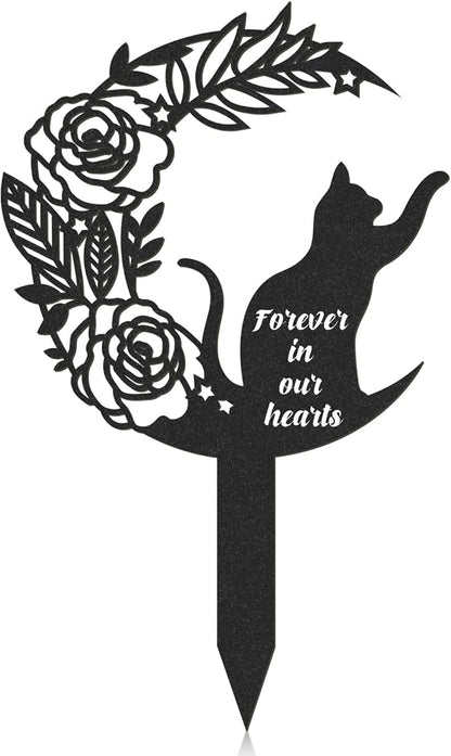 Pet Grave Markers Cat, Metal Memorial Plaques for Outdoors Garden Yard, Pet Grave Marker Decor Gifts Graveyard Remembrance Graveside Burial Stake for Pet Owner