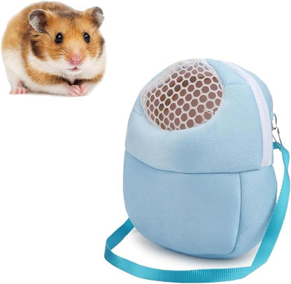 Pet Carrier Backpack for Small Animals, Travel Handbag for Cat, Puppy, Guinea Pig, Hedgehog, Hamster (Blue, S)