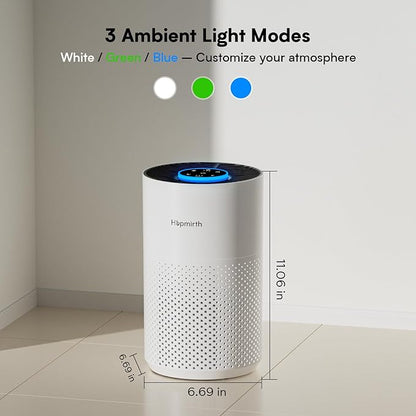 Upgraded Air Purifiers for Bedroom & Home with H14 True HEPA Filter, Covers Up to 1280ft², 360° Air Intake, Quiet Pet Air Purifier, Fragrance & Timer, Removes Smoke,Pet Dander & Pollen,White