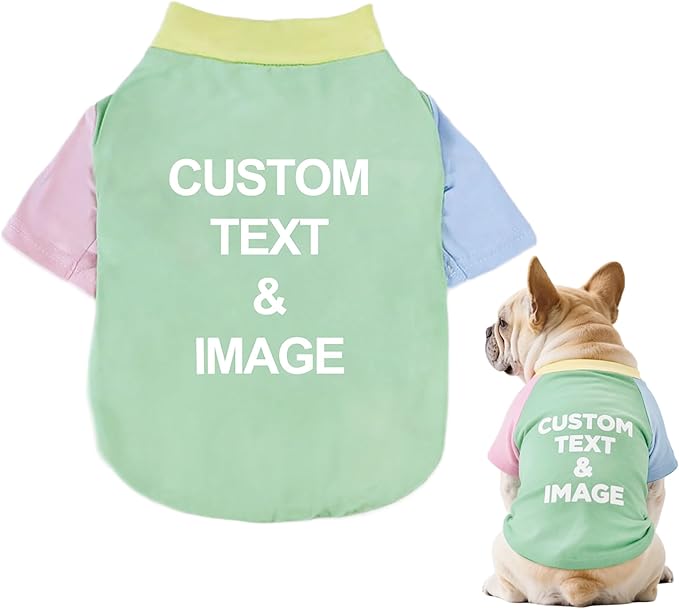 Custom Dog Shirt,Personalized Pet Apparel with Name Text Photo Image,Lightweight Breathable Puppy Kitten Cotton Vest for Small Medium Large Dogs Cats,Puppy Gift (Dopamine Green, Small)