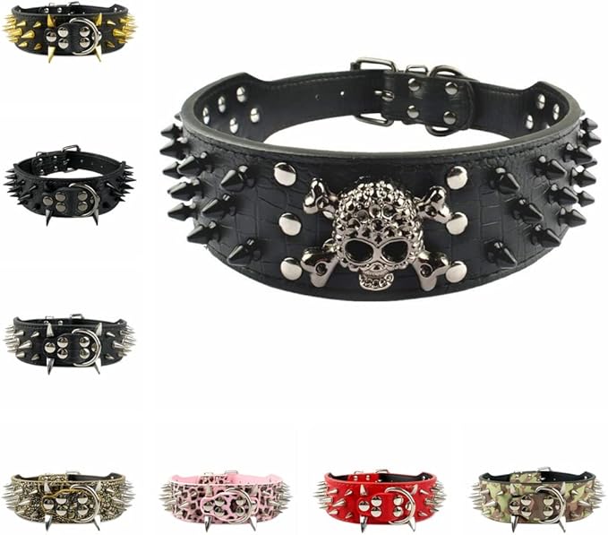 Serijoars Spiked Studded Dog Collar, PU Leather Dog Collar, Adjustable Pet Collars for Medium or Large Breed Pet (M, Camouflage5)