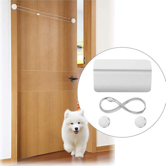 Automatic Pets Door Opener, Automotive Pet Dog Door Private Access Door, Cat Private Handle Pet Door, for Training Pets Dogs Cats Free-Access Entry Exit Room Toilet(White)