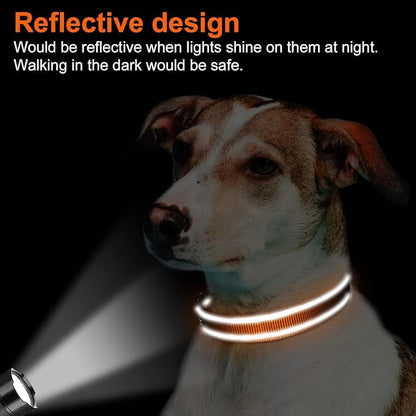 Joytale Reflective Dog Collar, Soft Neoprene Padded, Metal D-Ring, Nylon Pet Collar Adjustable for Medium Dogs, Orange, M