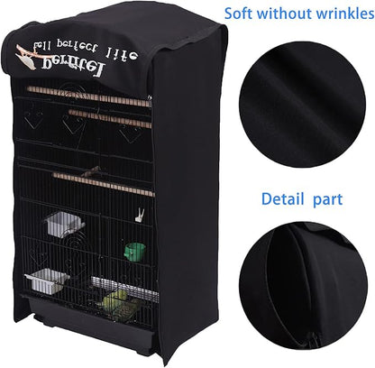 Bird Cage Cover(Black) Good Night Birdcage Cover Black-Out Birdcage Cover Durable Breathable Washable Material… (18.1Lx14.1Wx36H)