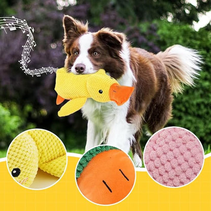 Dog Toys for Aggressive Chewers,2025 Upgraded Dog Chew Toys for Small Large Dogs,Indestructible Puppy Teething Toys,Plush Yellow Stuffed Duck Toy (Pink, Medium)