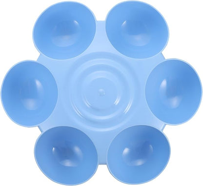 GLEAVI Multiple Pet Feeder Bowl with Compartments, Plastic Pet Food and Treats Dispenser for Dogs and Cats, Blue Indoor Puppy and Kitten Feeding Dish for Home Use