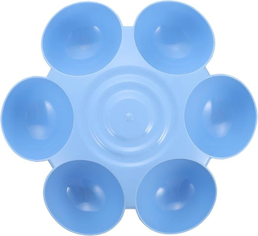 GLEAVI Multiple Pet Feeder Bowl with Compartments, Plastic Pet Food and Treats Dispenser for Dogs and Cats, Blue Indoor Puppy and Kitten Feeding Dish for Home Use