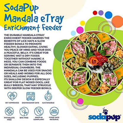 SodaPup Mandala eTray – Durable Slow Feeder Tray Made in USA from Non-Toxic, Pet-Safe, Food Safe Material for Mental Stimulation, Calming, Avoiding Overfeeding, Slow Eating, Healthy Digestion & More