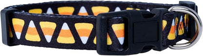 Native Pup Halloween Dog Collar- Spooky Fall Themed Horror Costume Collars- Skull, Pumpkin, Ghost, Bat, Witch, Candy Corn, Spider- Adjustable for Small, Medium, Large Breeds (Medium, Candy Corn)