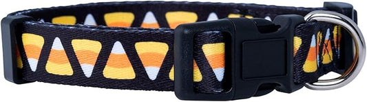 Native Pup Halloween Dog Collar- Spooky Fall Themed Horror Costume Collars- Skull, Pumpkin, Ghost, Bat, Witch, Candy Corn, Spider- Adjustable for Small, Medium, Large Breeds (Small, Candy Corn)