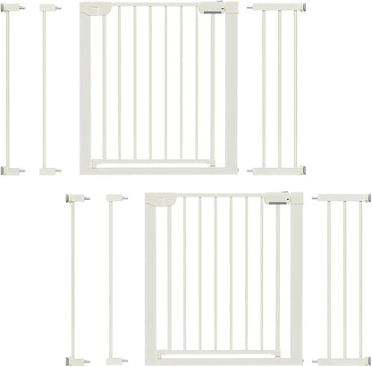 29.5-46" Magnetic Baby Gate for Stairs, Baby Safety Essentials, Auto Close Gate for Doorways, Easy Install Pressure Mounted Dog Gate Indoor, Pet Gates for Dogs, White (2 Pack)