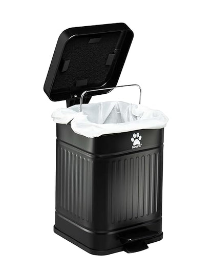 Dog Poop Trash Can Outside - Outdoor Dog Waste Trash Can with Lid - Odor Proof Waste Station Container for Backyard - 5L/1.3Gal (Black)