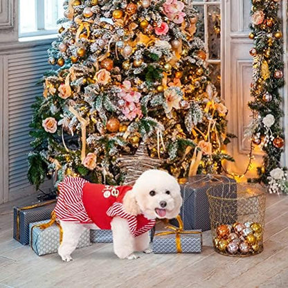 EXPAWLORER Dog Christmas Dress for Small Dogs,Puppy Costumes Pet Clothes Holiday Girl Dogs Shirt with Santa's Favorite Pattern,Party Dog Vest Dresses Cat Apparel Sweater Warm Skirt - Image 5