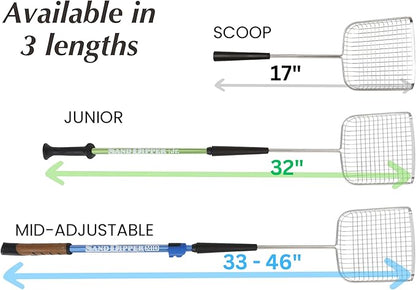 Sand Dipper Cat Poop Scooper & Chicken Poop Scooper - Rugged Big 6" Square Stainless Steel Long Handle for Home Kitty Litter Scoop & Farm Chicken Coop Scooper (Junior)