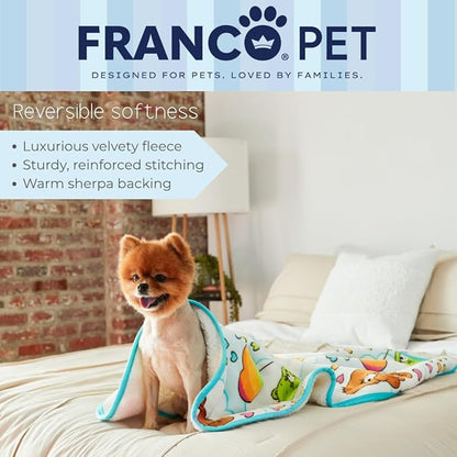 Franco Pet Care Bears Super Soft Cozy Waterproof Sherpa-Backed Blanket Throw for Small Dogs, Couch/Bed/Car, 30x40 (Officially Licensed Product)