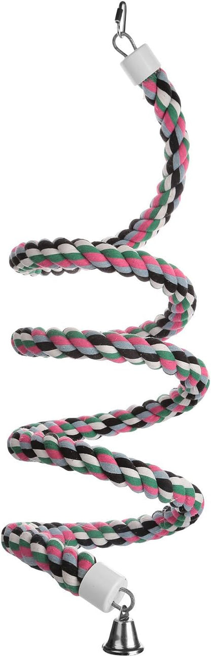 Aigou® Bird Spiral Rope Perch, Cotton Parrot Swing Climbing Standing Toys with Bell (Large - 94.4 inch)