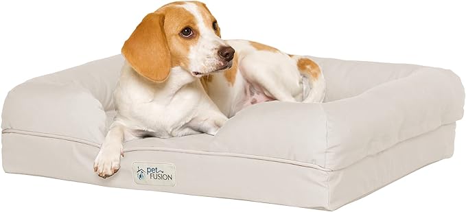 PetFusion Ultimate Dog Bed, Orthopedic Memory Foam, Multiple Sizes/Colors, Medium Firmness Pillow, Waterproof Liner, YKK Zippers, Breathable 35% Cotton Cover,1yr. Warranty, Small (25x20"), Sandstone
