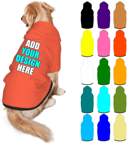 Custom Dog Hoodie Personalized Photo Text Logo Name Dog Clothes, Soft & Warm for Puppy Sweatshirt Hooded for Small Medium Large Dogs Girl/Boy Cats/Kitten, Tomato, XXL