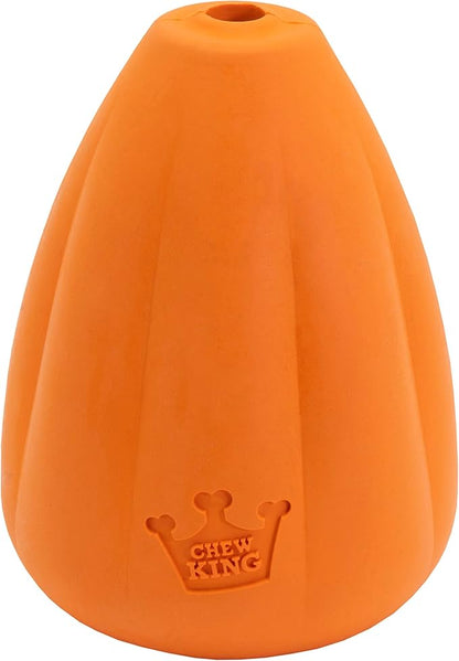 Chew King by Mammoth Premium Treat Dispensing Dog Toy, Durable Natural Rubber Chew Toy with Bacon Flavor, Safety Air Vent, Interactive Enrichment Toy for Aggressive Chewers, XXL - Orange