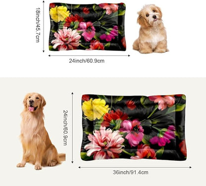 Ink Painting Dog Bed Pads Water Resistant Dog Bed Beds for Household Pets Pink Flowers Pet Friendly Non- Slip Bottom Kennel Accessories Multi- Scenario, Multi- Model Pet Cat Gift Printed Cage Mat