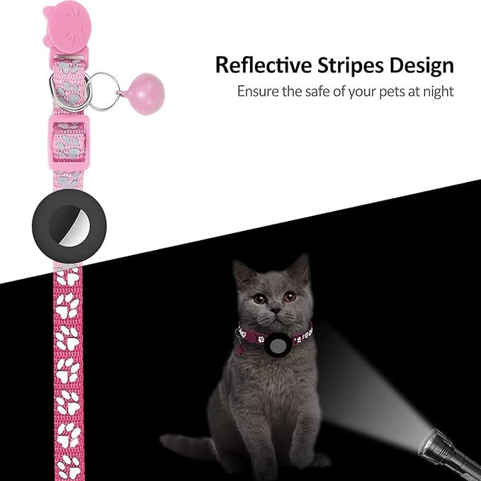 GPS Tracker for Cats, Mini GPS Pet Tracker, IPX8 Waterproof Cat Trackers,No Monthly Fee,Work with Apple Find My(iOS Only),Smart Trackers for Pets-Pink-5