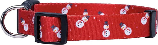 Native Pup Christmas Dog Collar- Winter Holiday Collars for Pets- Xmas Gift for Puppy- Santa, Reindeer, Snowman, Candy Cane, Red Green- Girl Boy- Small, Medium, Large Breeds (Snowman, Small)