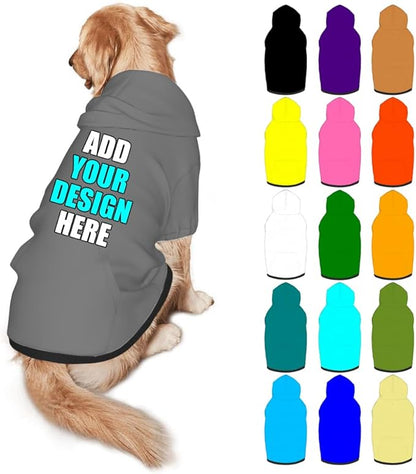 Personalized Dog Hoodie Customized with Name Photo Pet Warm Sweater Hoodie for Medium Large Dogs & Cat Puppy, Gray, XL
