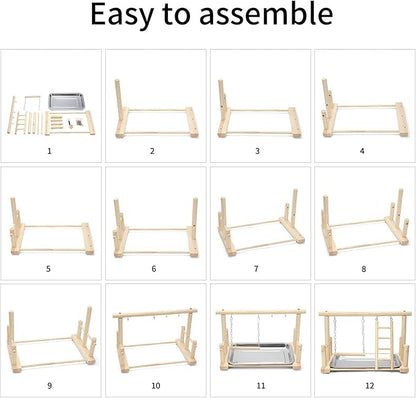 Natural Wood Bird Playground Parrot Perch Playstand Play Gym Stand Playpen Perches Ladder Swing Platform with Toys Exercise Playgym for Luonfels,Budgie,Cockatiels,Conures,Parakeets,Lovebird