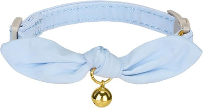 Bunny Ear Cat Collar with Bell and Bow Tie, Breakaway Cute Bowtie Kitten Collars(Blue)