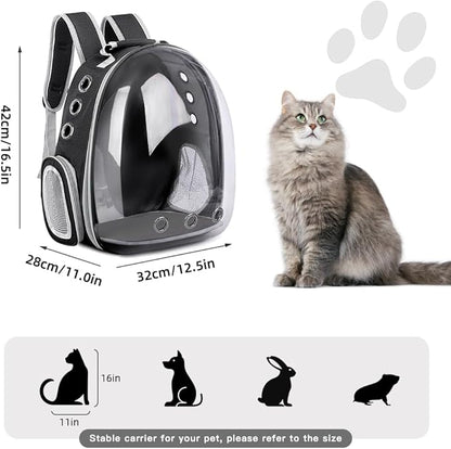 Pet Backpack Carrier,Bubble Backpack Cat Carrier,Pets and Small Dogs,Space Capsule Pet Carrier for Traveling, Walking, Hiking and Outdoor Activities (Black)