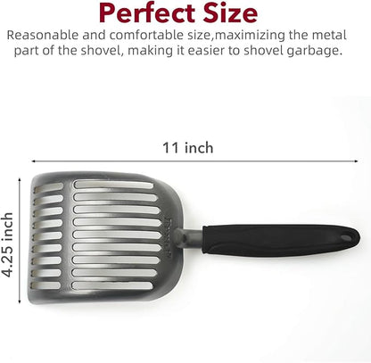 Cat Litter Scoop, Kitty Metal Scooper, Aluminum Alloy Sifter, Kitten Pooper Lifter, Deep Shovel, Long Handle, Poop Sifting, Durable, Heavy Duty, for Litter Box
