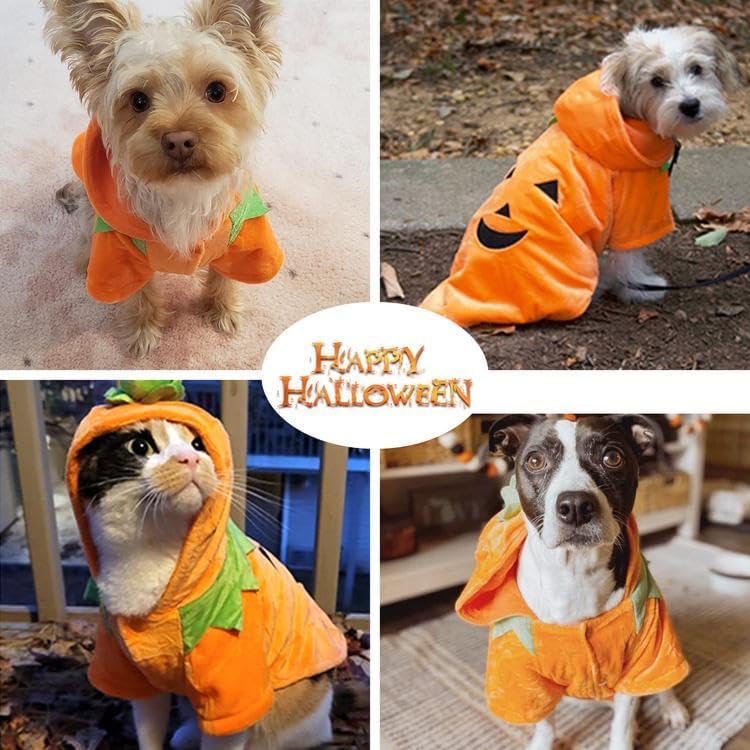 DELIFUR Dog Cat Halloween Pumpkin Costume Puppy Fleece Hoodie Coat for Large Dog (XXXX-Large) - Image 2
