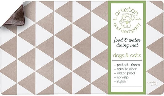 CROXTON & CO. Non-Slip Faux Leather Pet Feeding Mat for Dog Bowls | Large Bowl Mat for Food and Water | Durable, Easy-to-Clean Pet Food Mat for Floors | Size: 16.5"x28"