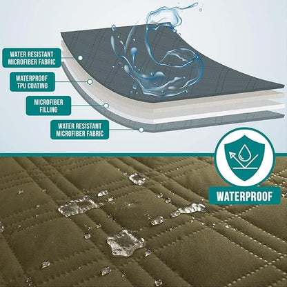 PetAmi Waterproof Couch Cover for Dogs, Waterproof Pet Blanket, Reversible Furniture Cover Sofa Protector for Pet Cat Bed, Washable Waterproof Blanket Dog Cover for Couch Seat, 102x82 Green
