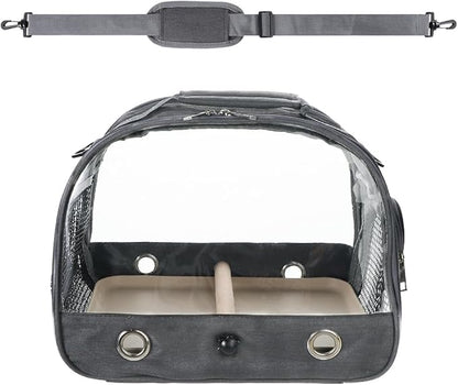 Bird Travel Carrier Portable Parrot Carry Transport Bag with Stand Perch and Tray Breathable Travel Cage for Cockatiel Parakeet Small Bird