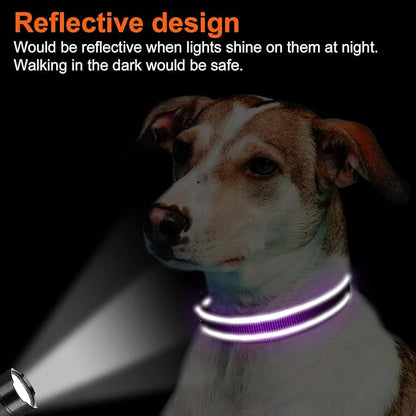 Joytale Reflective Dog Collar,Soft Neoprene Padded Breathable Nylon Pet Collar Adjustable for Large Dogs,Purple,L