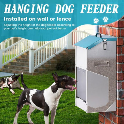 Galvanized Gravity Automatic Dog Feeder 15 lbs Outdoor Dog Feeders