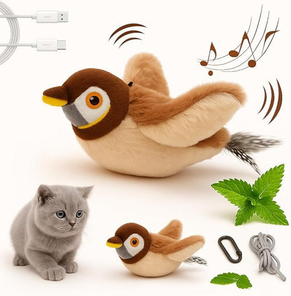 Flappy Flying Bird Cat Toy – Interactive Flapping & Chirping Bird Toy for Cats (Not Flying), Indoor Cat Toy for Exercise & Play, Durable Chew Toy for Bored Cats, Catnip Toy for Kitten or Small Dogs