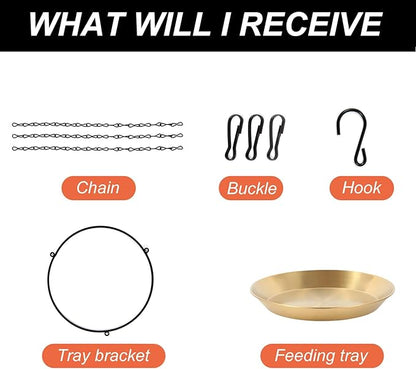 Hanging Bird Bath Bird Feeder Bowl with 16.3 inch Iron Hanging Chain Detachable Outdoor Decor for Garden Backyard Patio and Deck - Perfect for Attracting Birds