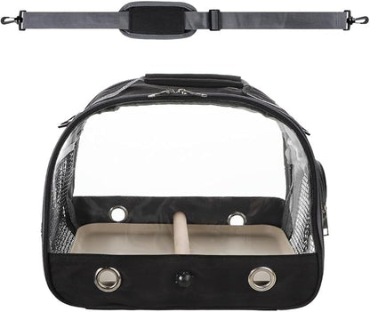 Bird Travel Carrier Portable Parrot Carry Transport Bag with Stand Perch and Tray Breathable Travel Cage for Cockatiel Parakeet Small Bird