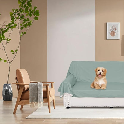 DUJUIKE Waterproof Bed Cover for Dog and Cats,Pet Hair Resistant Bed Sheet Cover, Protective Bed Liner Cover with 100% Waterproof Breathable Thin Fabric (Green, King 98 * 90 inch)